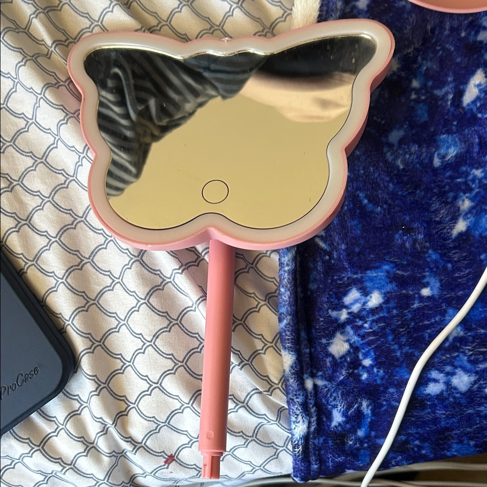 Pink Butterfly Hand Mirror